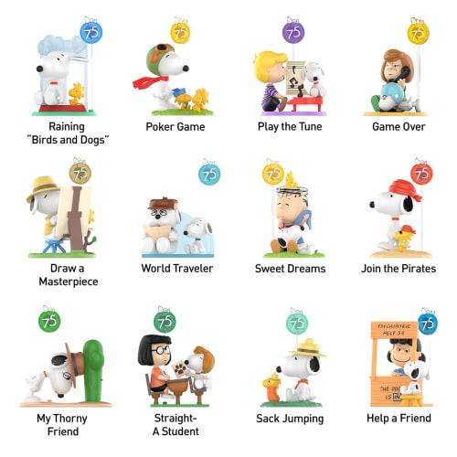 POP MART Peanuts 75th Anniversary Snoopy Comic Life Series [1 Piece] Pop Mart Gachapon Blind Box Figure Plastic Model Premium Toy PVC Soft Vinyl Origi