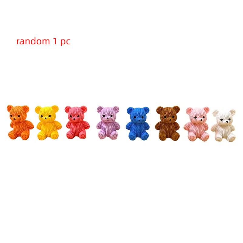 1PC Solid Colored Stereo Simulation Bear Miniatures Sitting Bear Creative Ornament Desktop Decoration DIY Jewelry Cute Animal