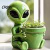 Unique Yard Art Ornaments Funny Alien Planter, Resin Flower Pot, Decorative Plant Cactus Pots Pot for Succulents, Cactus, Sci-fi Lovers Gift