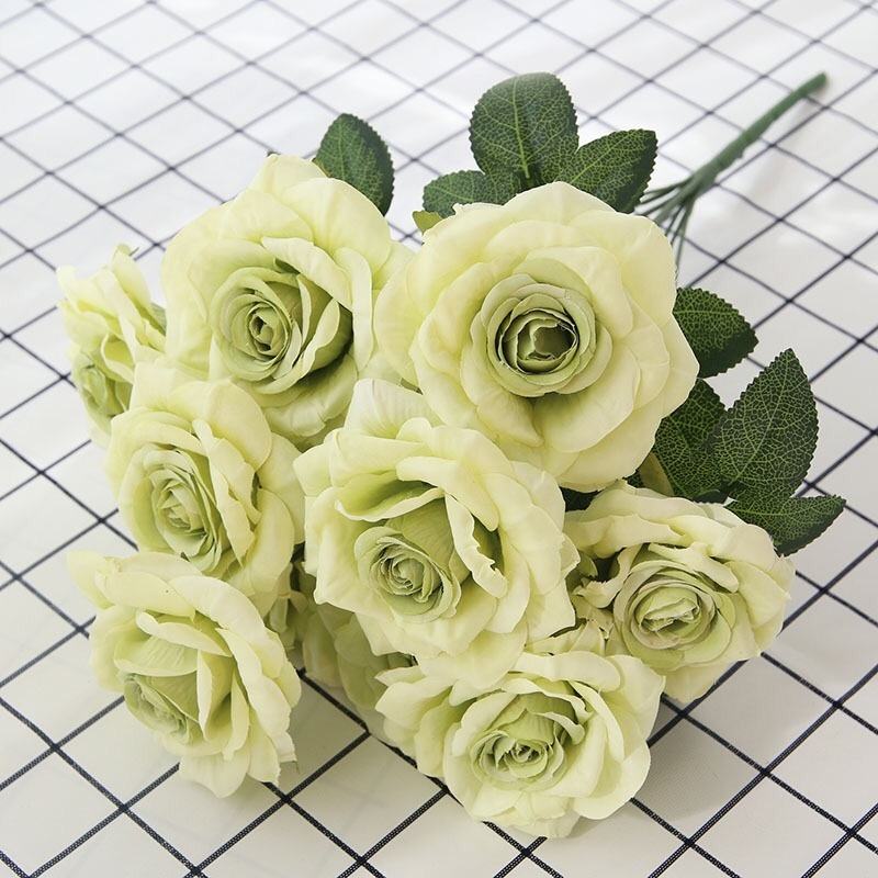 Q-1040Hot Sale High Quality 10 Heads Artificial Rose Bouquet Flower for Wedding Decoration