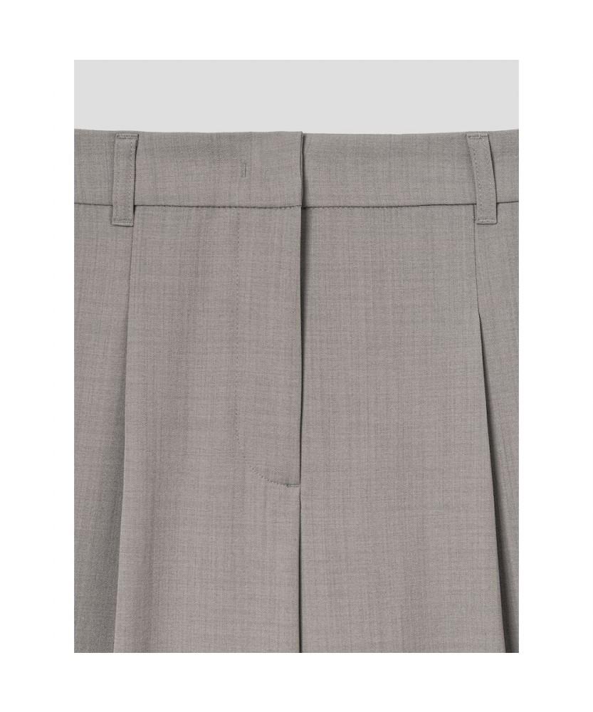 8SECONDS July Daily Single-Pleat Wide Slacks (Short) Beige