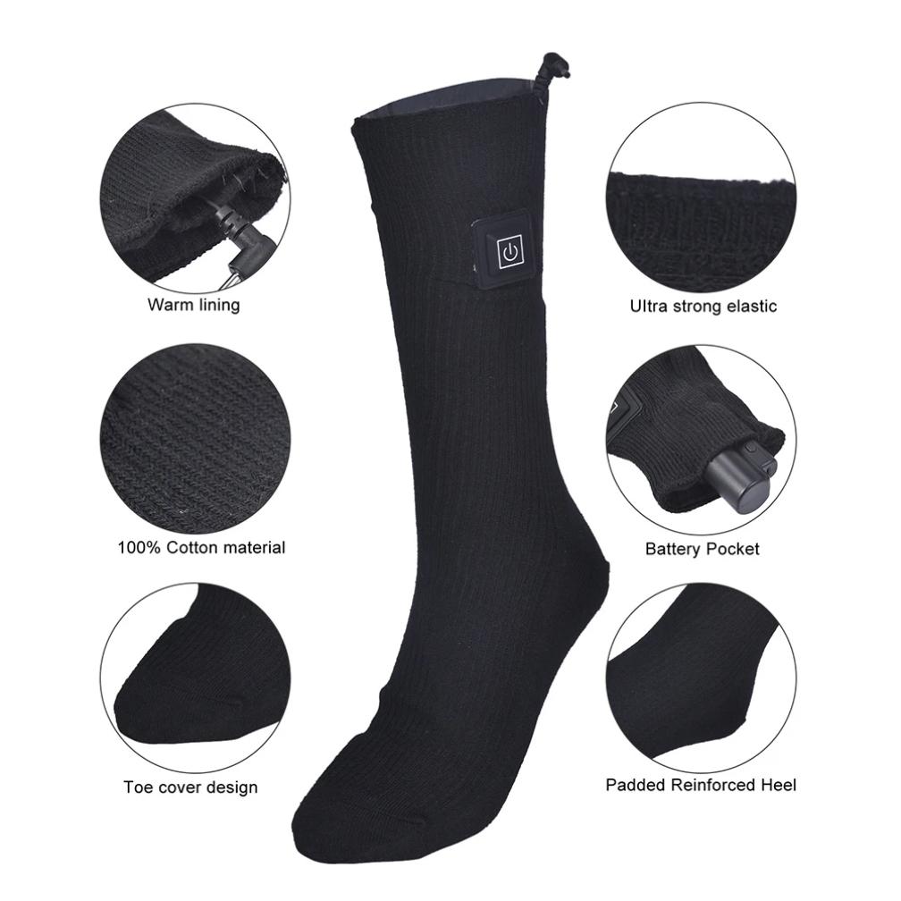 1/2/3Pair Winter Heated Socks Heating Warm Long Socks Anti Slip Battery Powered Cold-Proof Skiing Sock For Outdoor Skiing Hiking