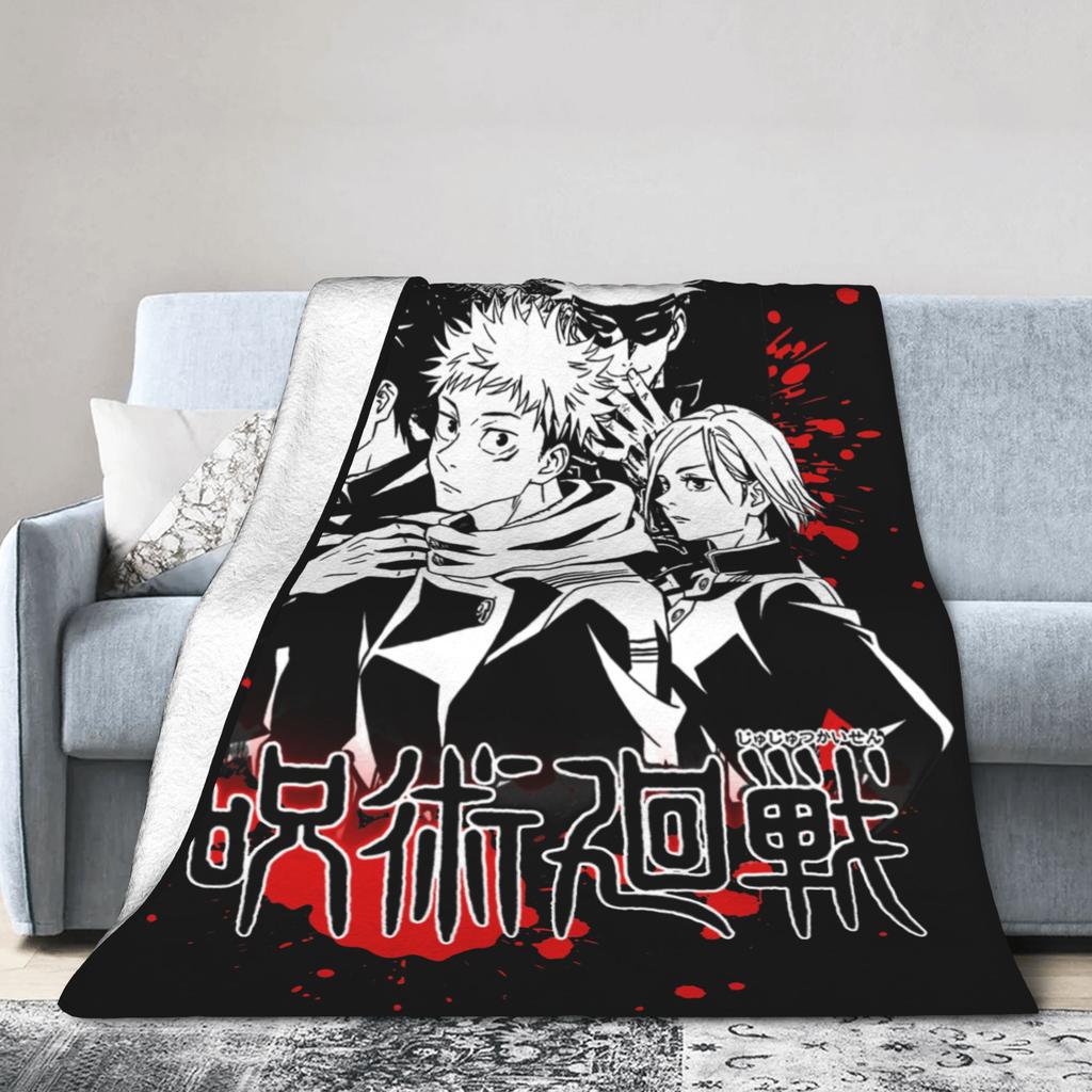 Jujutsu Kaisen Yuuji Satoru Wool Blankets Anime Manga Vintage Throw Blanket for Home Hotel Sofa 125*100cm Quilt,