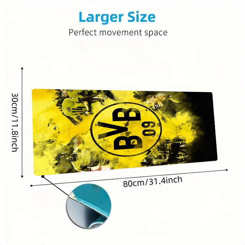Podkładka pod mysz Borussia Dortmund, Duża mata na biurko do gier, Antypoślizgowa podkładka pod mysz XXL na laptopa i tablet, Mata do gry na mini PC ze zszywanymi krawędziami