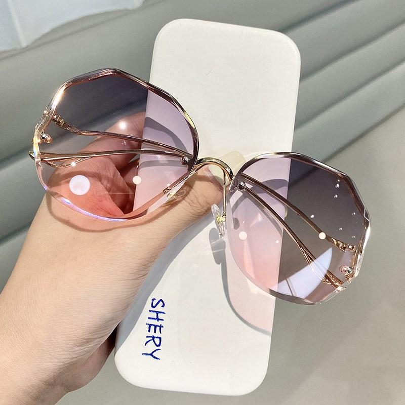 Fashion Rimless Sunglasses Vintage Sun Glasses Women Brand Travel Gradient Sun Glasses Luxury Eyewear
