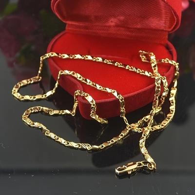 1pc Minimalist Golden-plated 2mm Flat Chain Necklace for Women Men, Exquisite Jewelry Gift