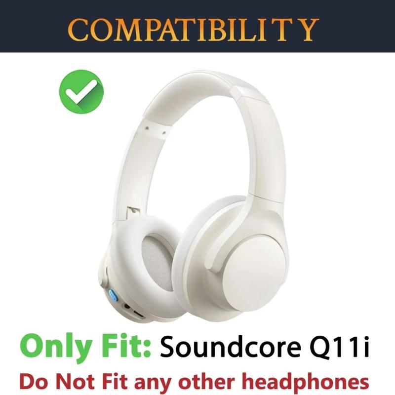 Ear Cushions Feature Protein Leather Soft Earpads Noise Isolation Ergonomic for Q11i Headphone