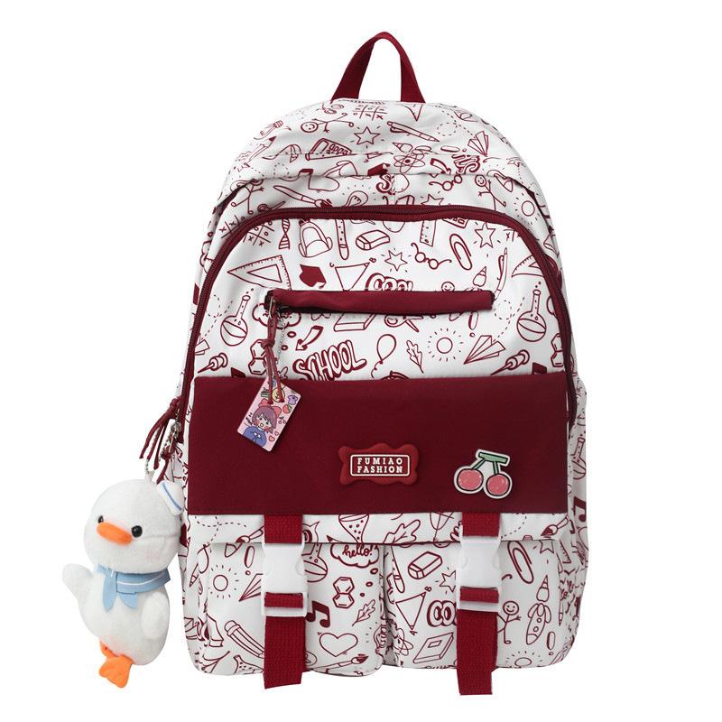 

Niche Graffiti Design Backpack Female Japanese ins Versatile High School Student Junior High School Student Backpack Large Capacity School Bag Single Pack
