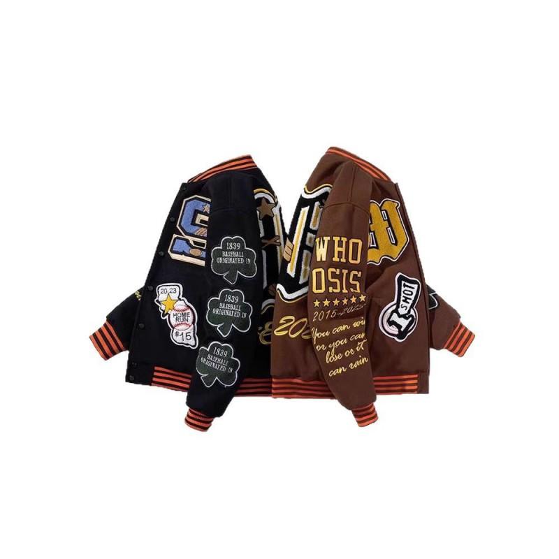 American Baseball Jacket Heavyweight Embroidered Wool Blend Loose Fit Men Women Couple Style Winter