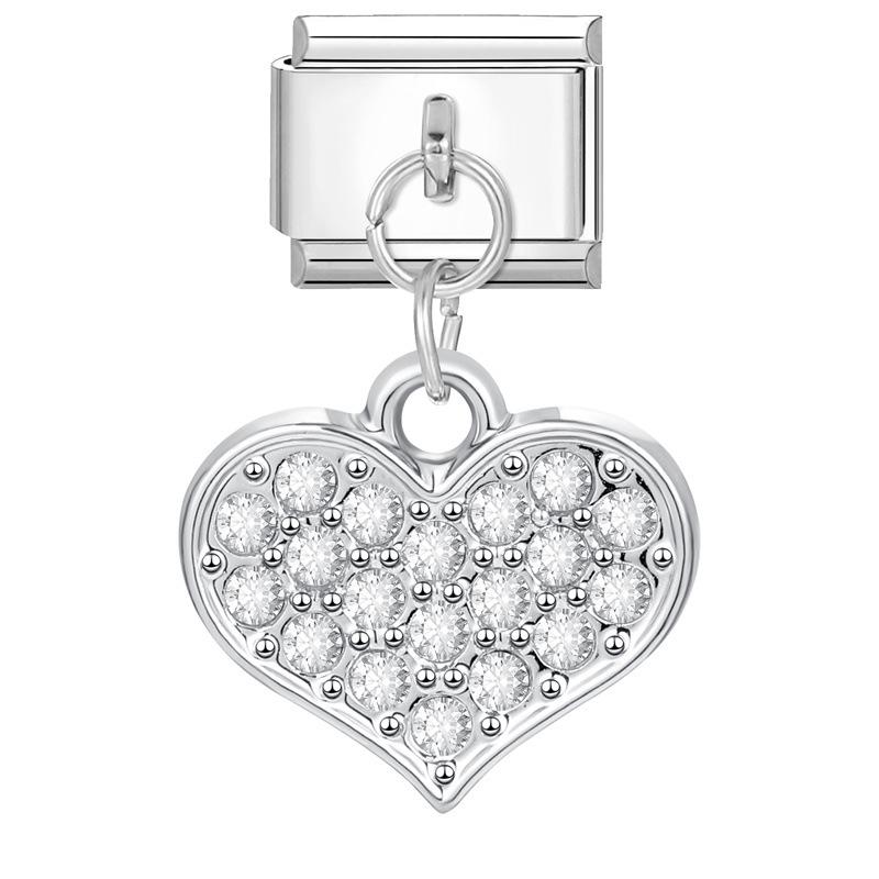 Modular Italian Steel Diamond Charm Bracelet - Personalized Handmade Jewelry Accessory