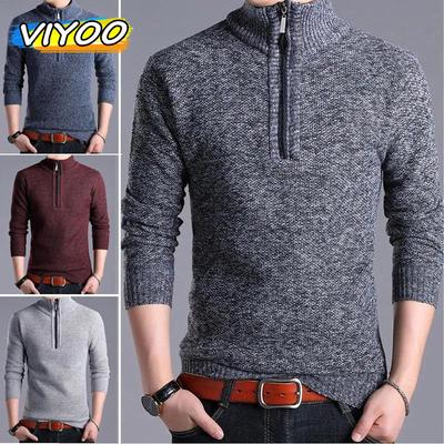 Men's Casual Turtleneck Jumper Sweater Fleece Sweater Male Zipper Knitting Slim Fit Knitted Coat Pullover Jacket Sweatshirts For Men