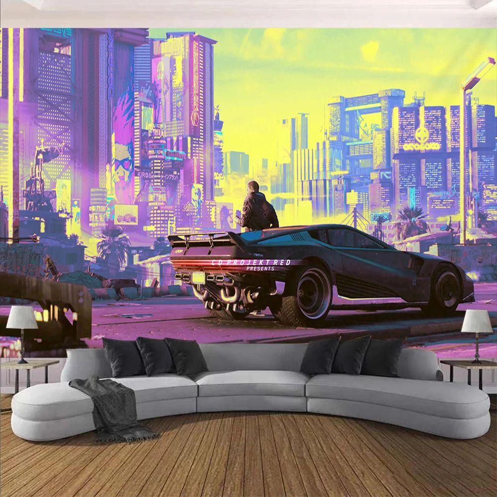 Tapestry of cyberpunk future steam city house 75x100