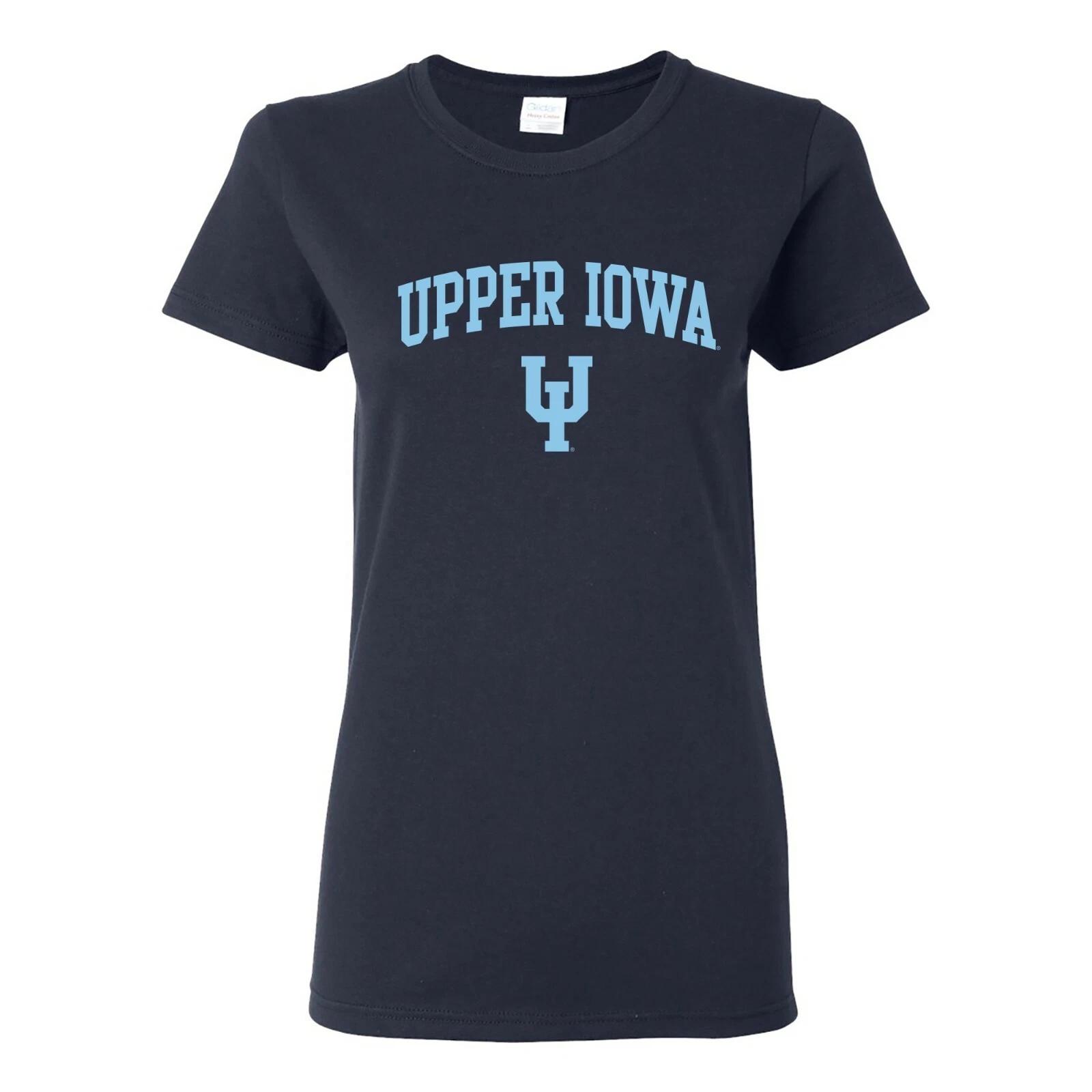 Upper Iowa University Peacocks Arch Logo Womens T-Shirt - Navy L
