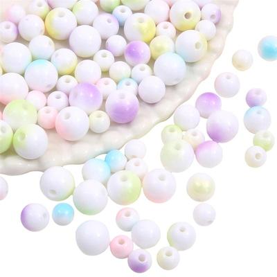 Acrylic Beads Solid Color Spray Paint Dual Color Charms For DIY 500G
