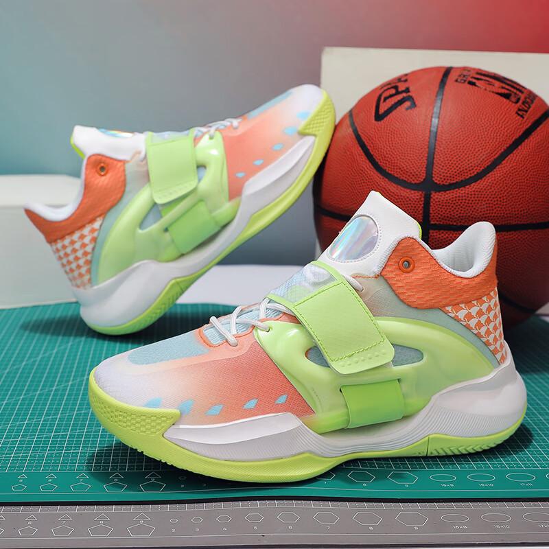 

Мужские и женские баскетбольные кроссовки, нескользящие, износостойкие и амортизирующие для реального боя, легкие сетчатые дышащие кроссовки на мягкой подошве, с высоким верхом 45 зелёный