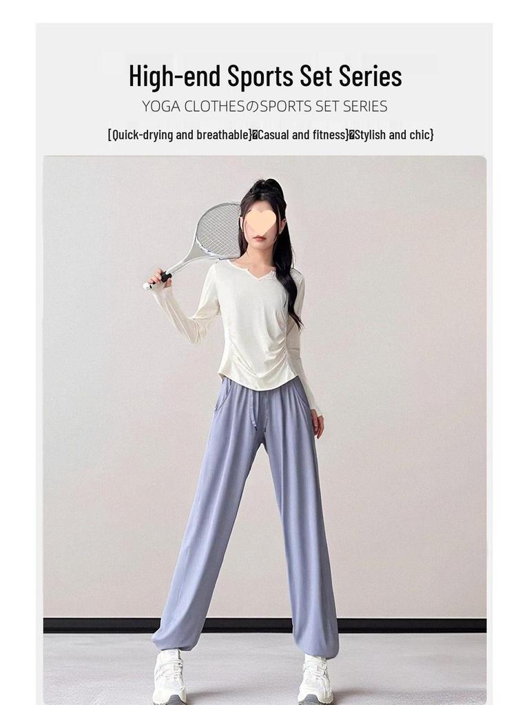 Women's Autumn 2026 Sportswear Set: Fashionable Morning Run Yoga Top and Cycling Fitness Pants