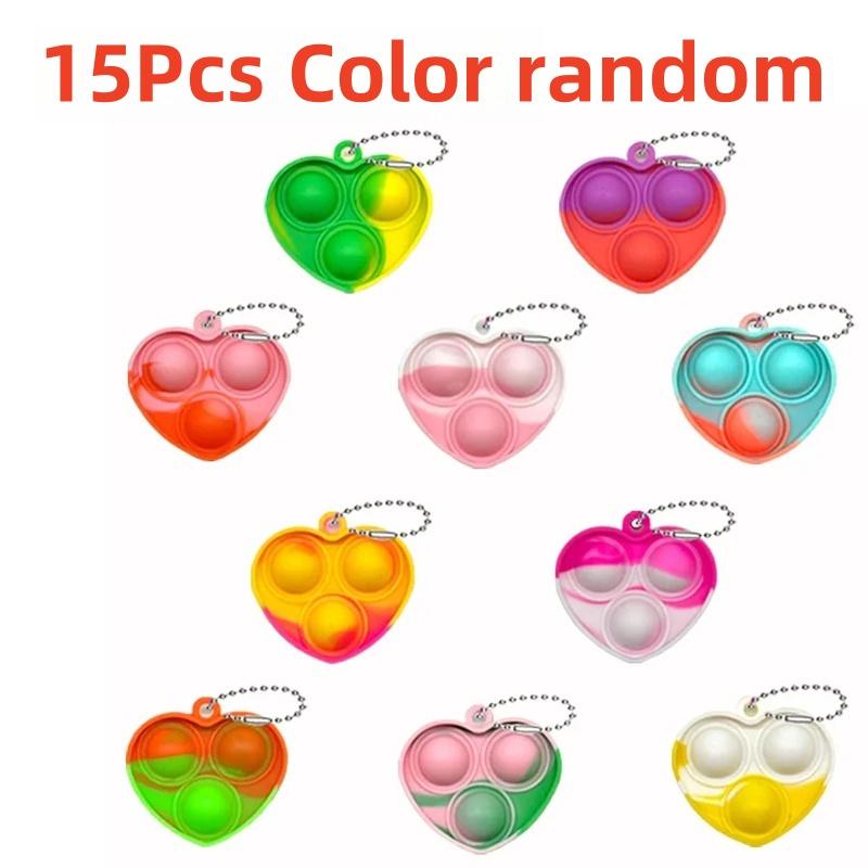 

15Pcs Pop Fidget Toys Mini Pop Keychains Toddler Toys Fidgets Pack Sensory Toys Bulk Packs Reduce Pressure Party Favors Gifts