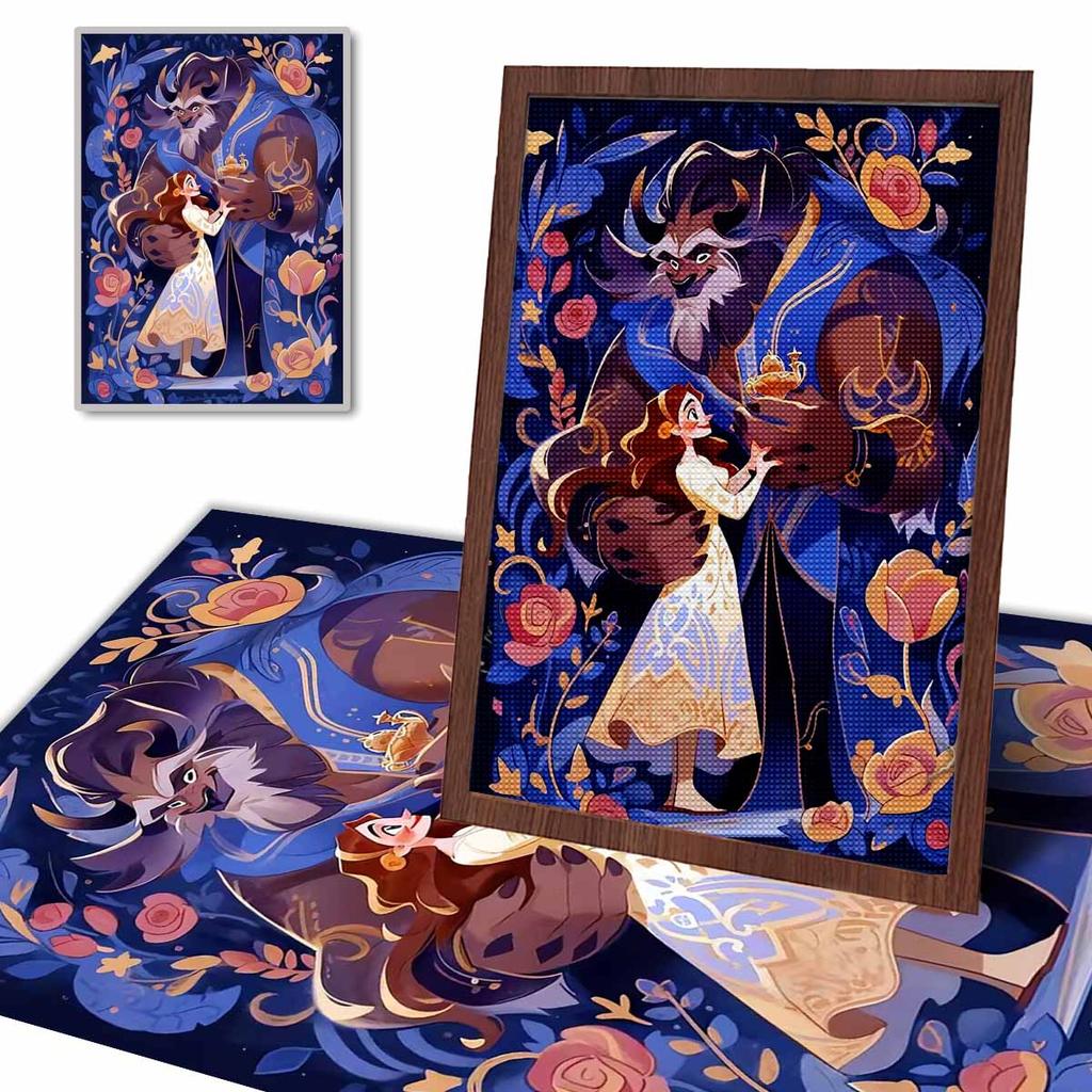 Full Round Diamond Painting The Beast and The Princess Art Rhinestone Picture Mosaic DIY 5D Cross Stitch Embroidery Home Decoration