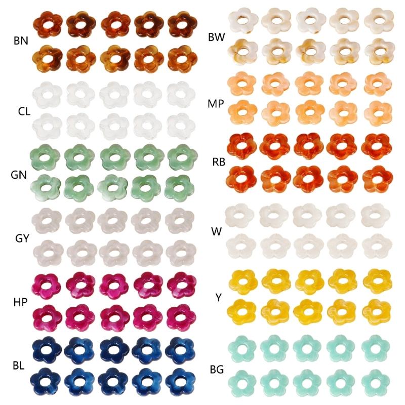 10pcs Resin Flower Pendant Ornament Hollow Flower Charm Beads Jewelry DIY Supplies for Keychain Hanging Pendant Making