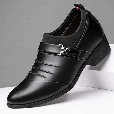 Vestido Clásico Sin Cordones de Cuero Negro Para Tallas Grandes Punta Fina Casual de Negocios Zapatos Formales para Hombre Para Boda