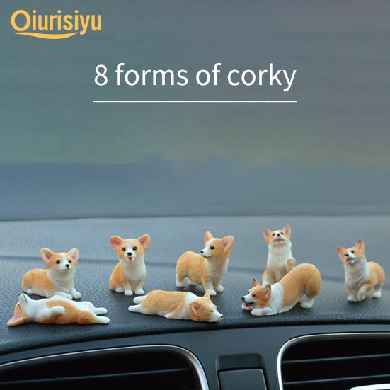 Psí figurky Atraktivní Rozkošná Póza DIY Materiál Zahradní Ozdoba Figurka Miniaturní Corgi pro Kancelář