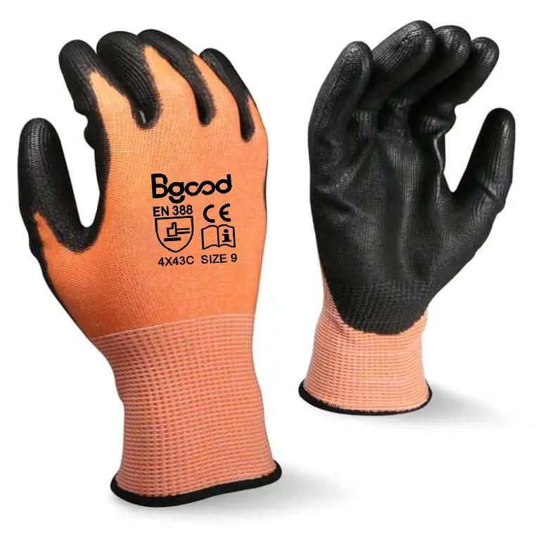 HPPE Cut Resistant Orange Shell Work Gloves Level 5 Foam Nitrile Coated Oil Proof and Good Grip Anti-Cut Men s Gloves (Orange,L) оранжевый