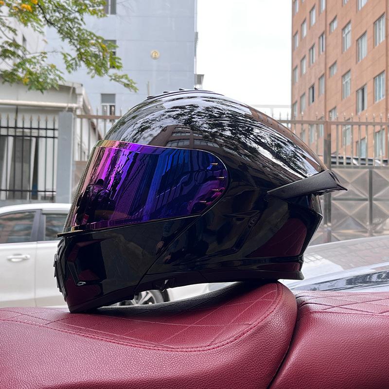 Electric vehicle helmet men's and women's face-opening helmet summer double mirror tail semi-full cover type personalized four-season Bluetooth couple
