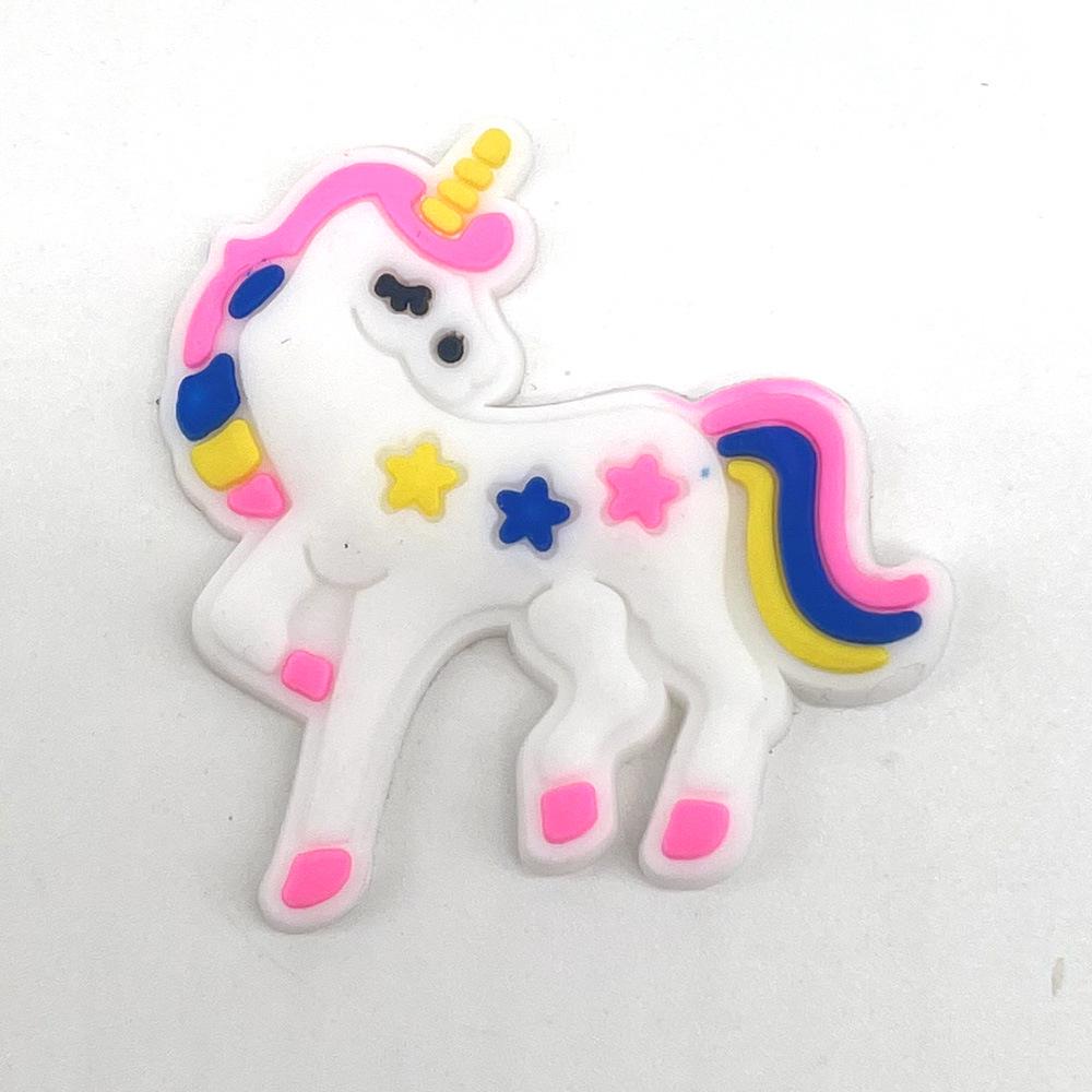 Cute Cartoon Unicorn Flower Clog Buckles - Removable & Soft Rubber Garden Shoe Decorations