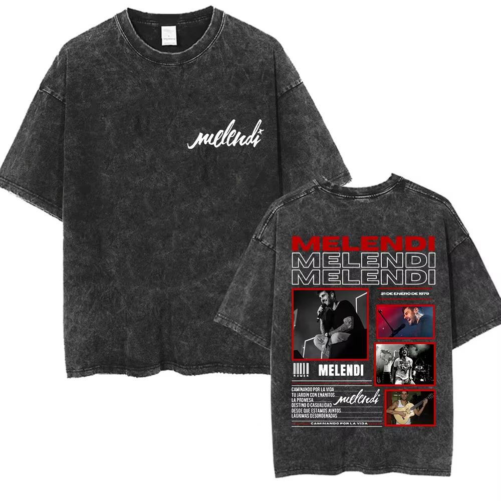 

Rapper Melendi Album Vintage Washed Merch TShirts Men Punk Hip Hop Short Sleeve T Shirt Yk Unisex Gothic Clothing Tshirt M
