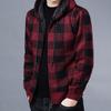 Men Jacket Plaid Pattern Breathable Polyester Sweater Hoodie for Winter