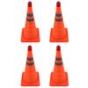 4Pcs Collapsible Traffic Cone Orange Reflective Pop Up Foldable Construction Parking Safety Cone with LED Light 18inch