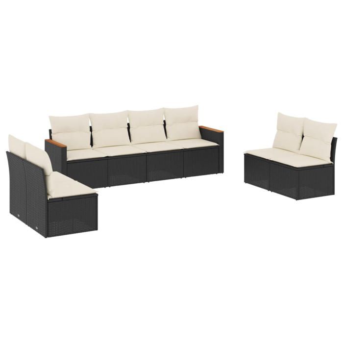 VidaXL Garden Lounge Set with Cushions 8 Pcs, Patio Sofas, Patio Furniture Set, Outdoor Furniture, Black 3258290