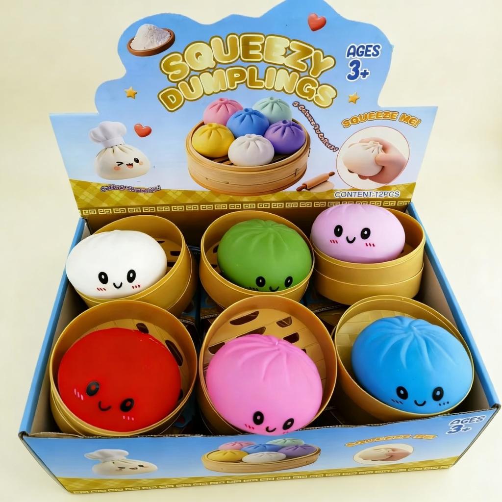 Neuer Eingang Regenbogenfarbene Dumplings Squishy Blind Box mit Dampfgarer Weiches Langsam Aufgehendes Stressabbau Spielzeug