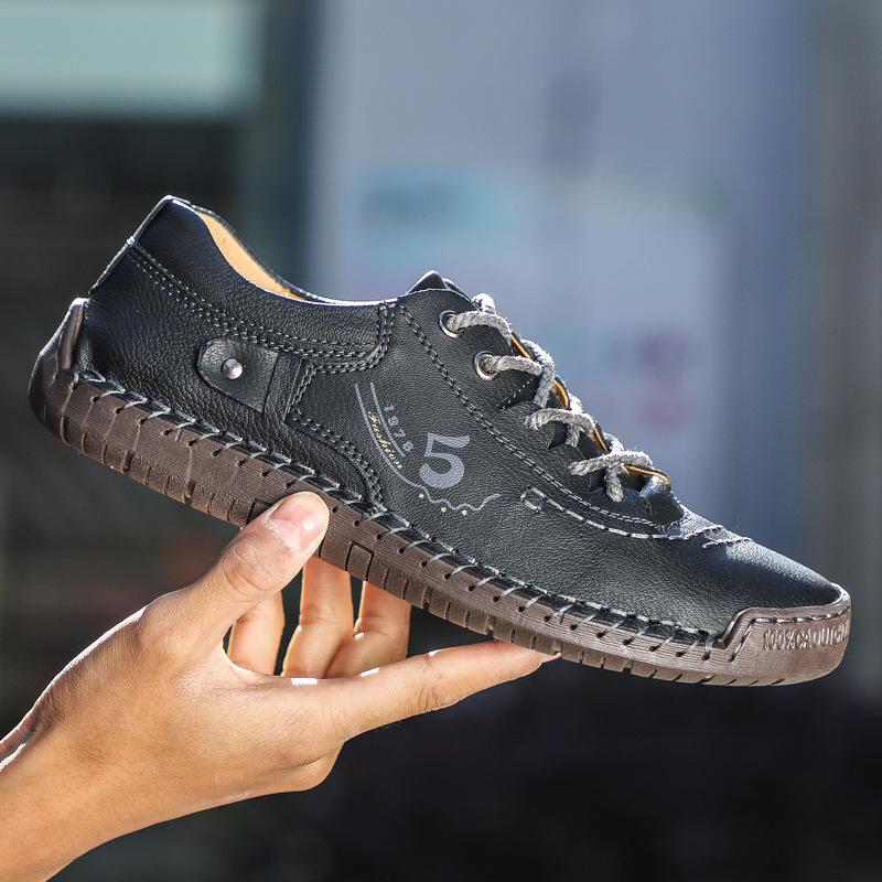 Men Leather Casual Shoes Outdoor Comfortable Soft Homme Classic Ankle Non-slip Flats
