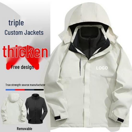 Windproof Outdoor Sports Jacket: Three-in-One, Fleece-Lined, Waterproof, Thickened Work Uniform
