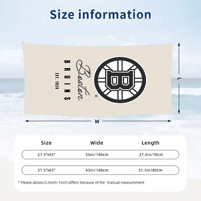 Boston Bruins Fashion Beach Towel Portable Soft Quick Dry Towel For Swimming Camping Holiday Use
