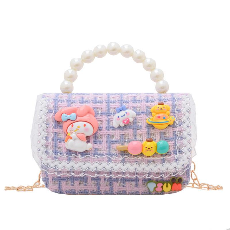 Cute Animal Design Cotton Canvas Handbag For Girls With Creative Chain Strap