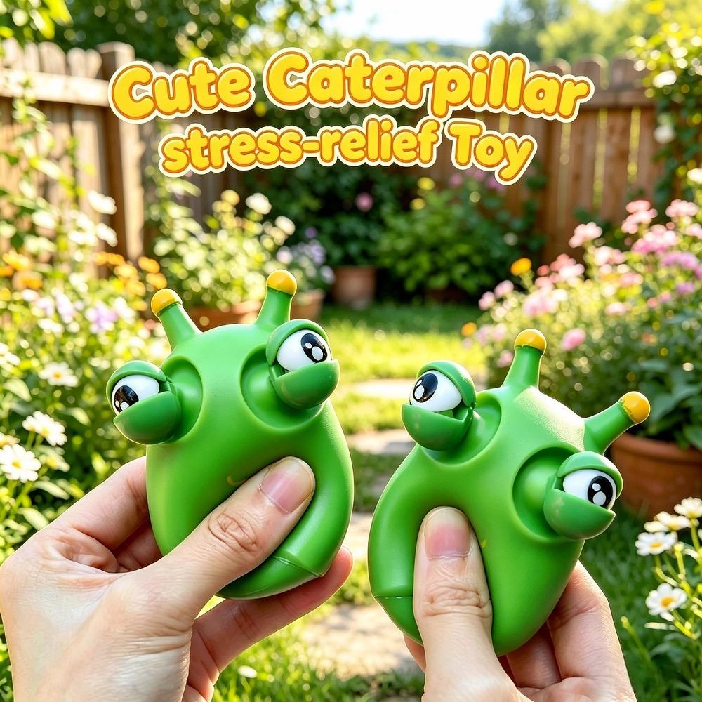 Juguete divertido para apretar con forma de globo ocular, oruga de ojo verde, juguetes para pellizco, alivio del estrés para niños y adultos, juguete creativo de descompresión