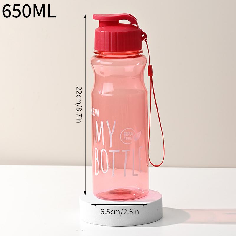 650ML Transparent&Bärbar Läckagesäker Shaker Sportvattenflaska med Lock För Skola Gym Resor Flicka Pojke BPA-fri