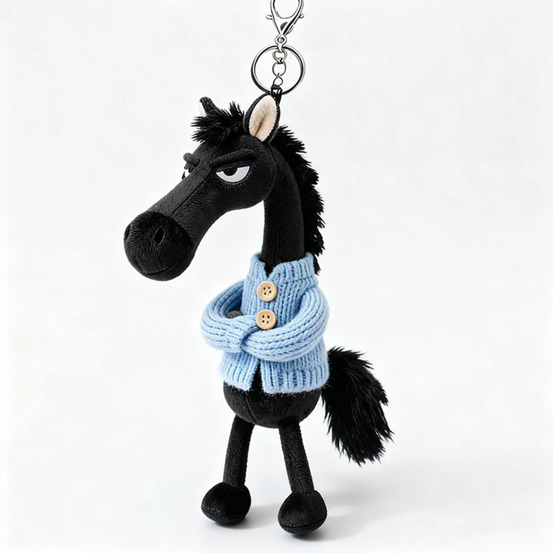 Tianxuan Black Horse Plush Toy Bag Charm Keychain Doll Clothes Doll Children'S Toy