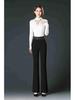 Spring/Autumn Women's High Waist Bell Bottom Knit Pants - Black, Plus Size, Slimming, Fashionable, Loose Fit