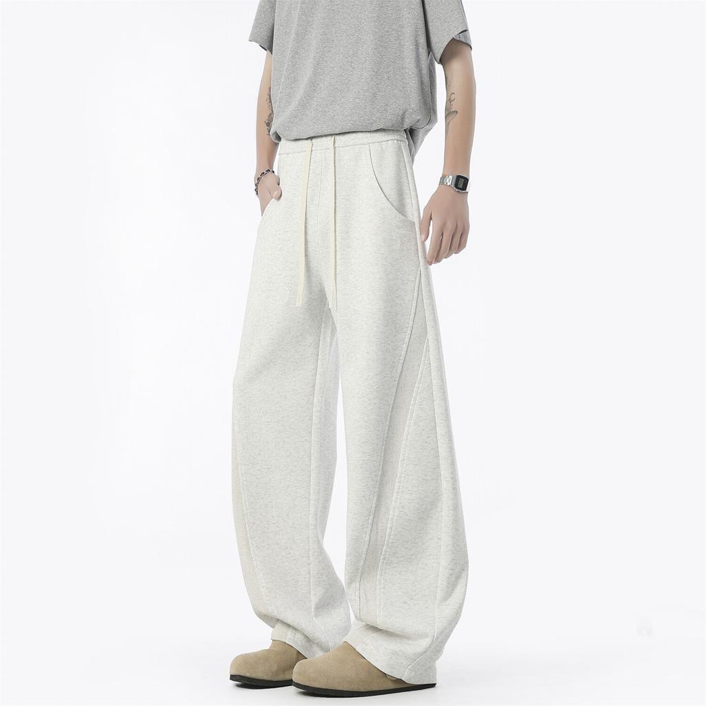 Spring and Autumn American Deconstruction Solid Color Scimitar Sweatpants Men's Cleanfit Loose Straight Versatile Wide-leg Pants