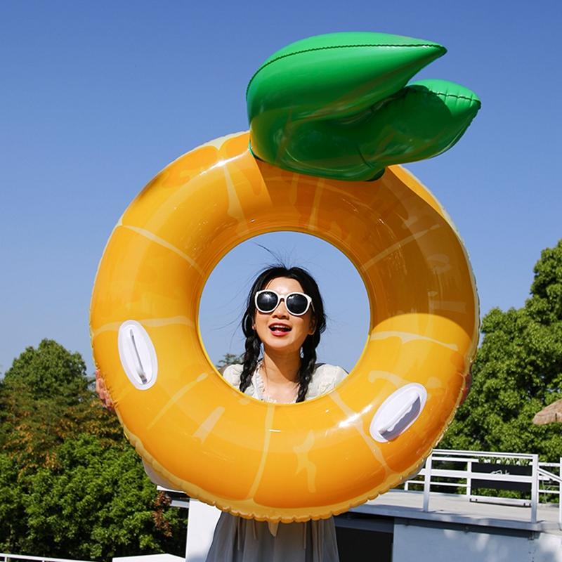 Lemon Fruit Style Swimming Ring Scratch-resistant Strong Buoyancy Pool Inflatable Float Swimming Circle Water Entertainment