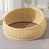 Imitation Rattan Cat House All Season Semi-Enclosed Pet Shelter Breathable Summer Cat Cave Cozy Woven Kittens Bed for Indoor