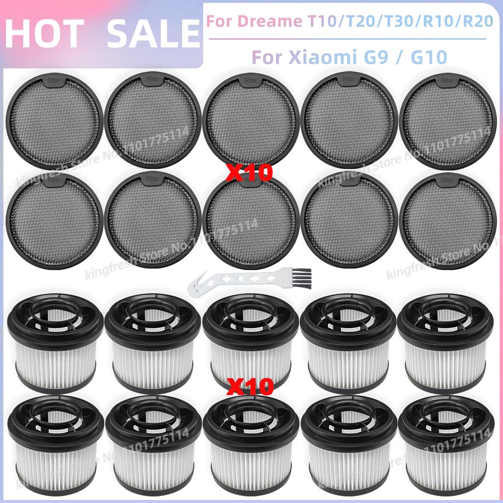 Fit For Dreame T10 / T20 / T20 Pro / T30 / T30 Neo / R10 / R10 Pro / R20, Xiaomi G9 / G10 Replacement Parts Pre Post Filter