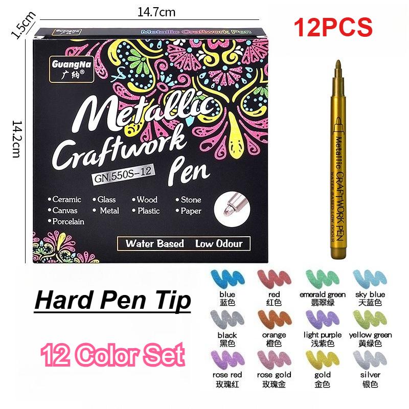 12 Pack DIY Metal Waterproof Permanent Paint Marker Pensb Craftwork Resin Mold Pen Art Painting Supplies For Easter Decoration