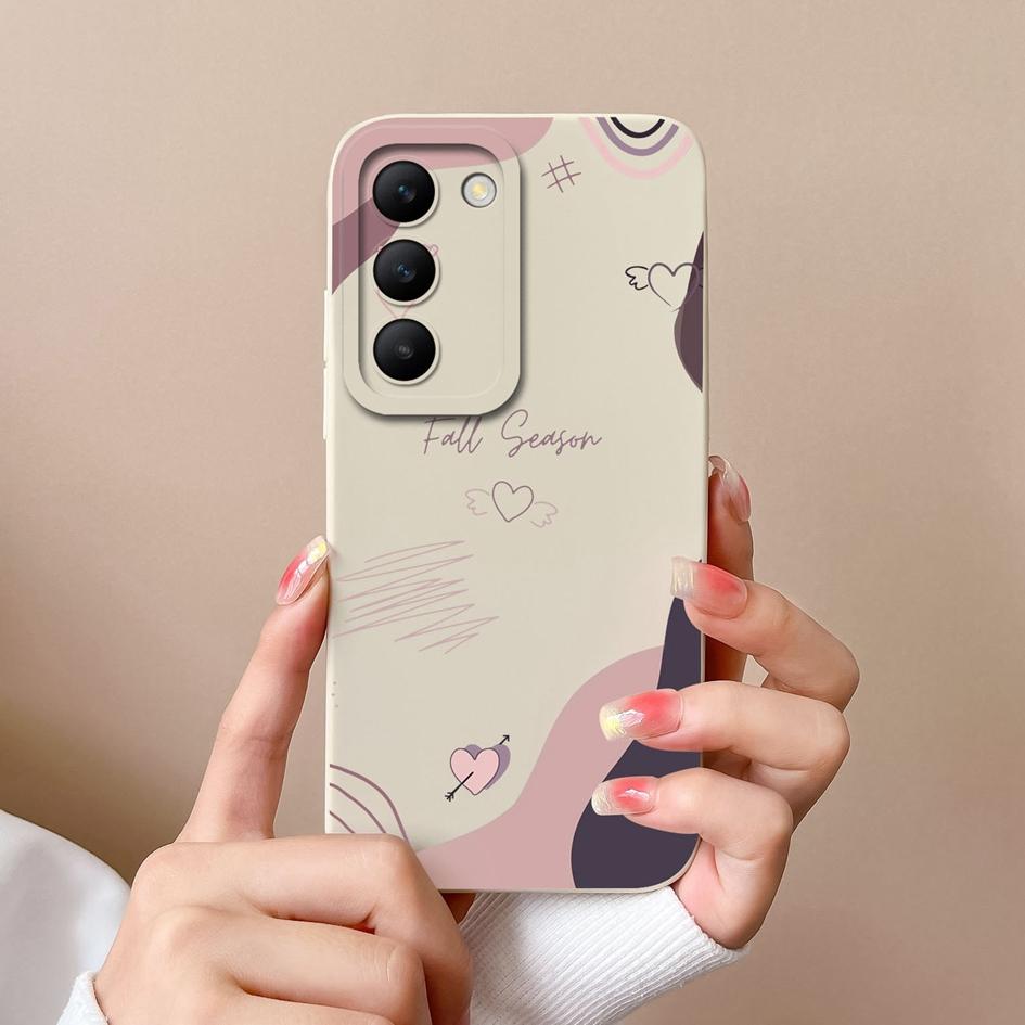 For Vivo Y100 (IDN) Y200e T3 V30 SE V30e V40 Pro Lite Phone Case Covers Lens Protection Soft Silicone Luxury Love Heart Pattern Housing For Vivo Shell