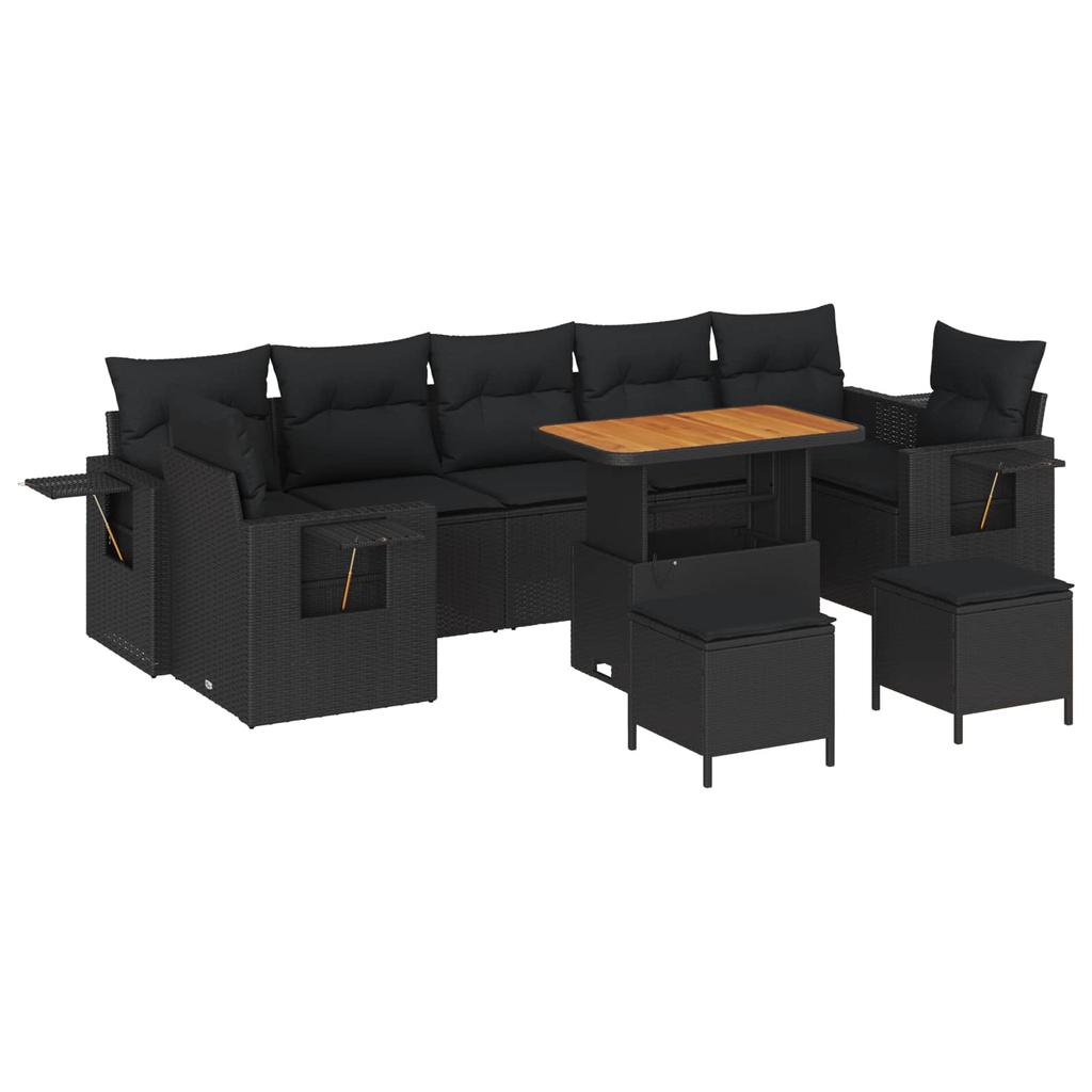 Garden Sofa Set 10 pcs Black Poly Rattan