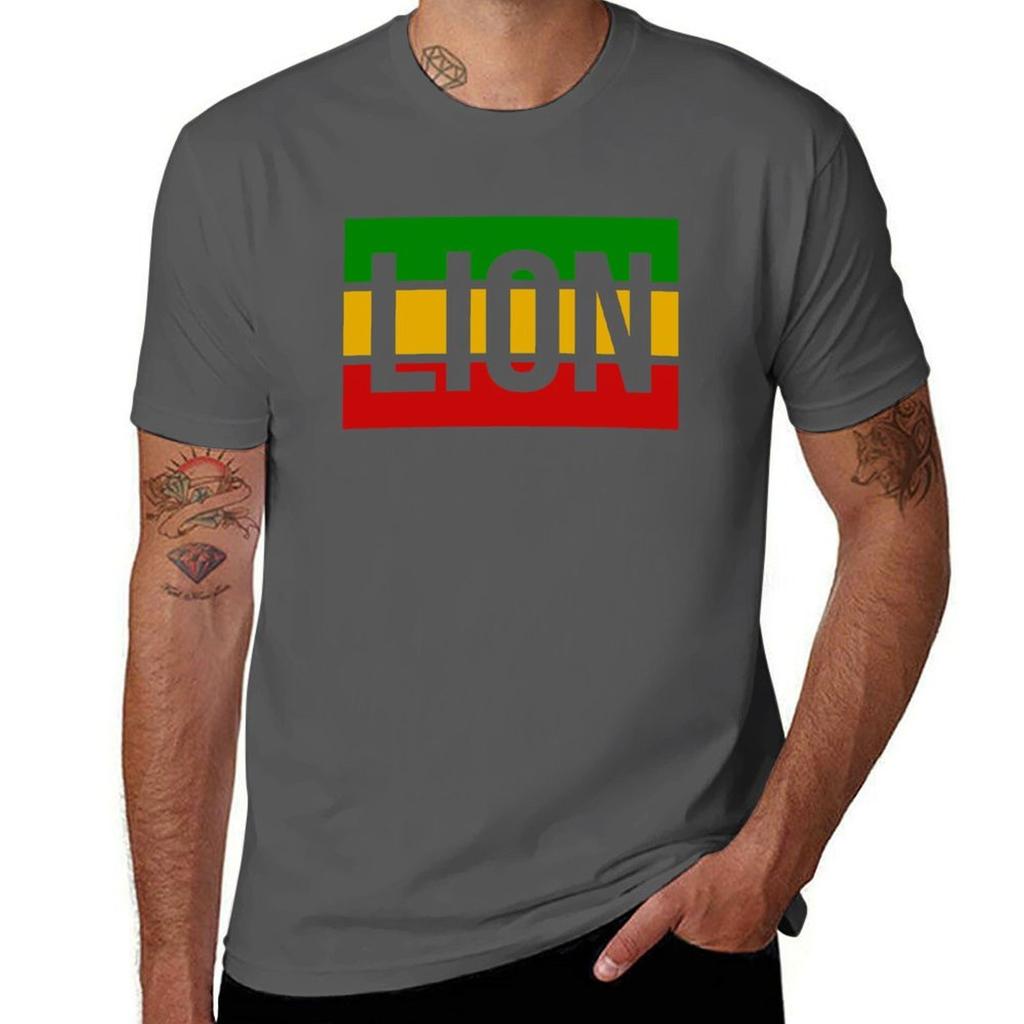 Rasta Lion Flag In Reggae Colors T-Shirt Cotton T Shirts High Quality Cotton T Shirts Man 100% T-Shirt