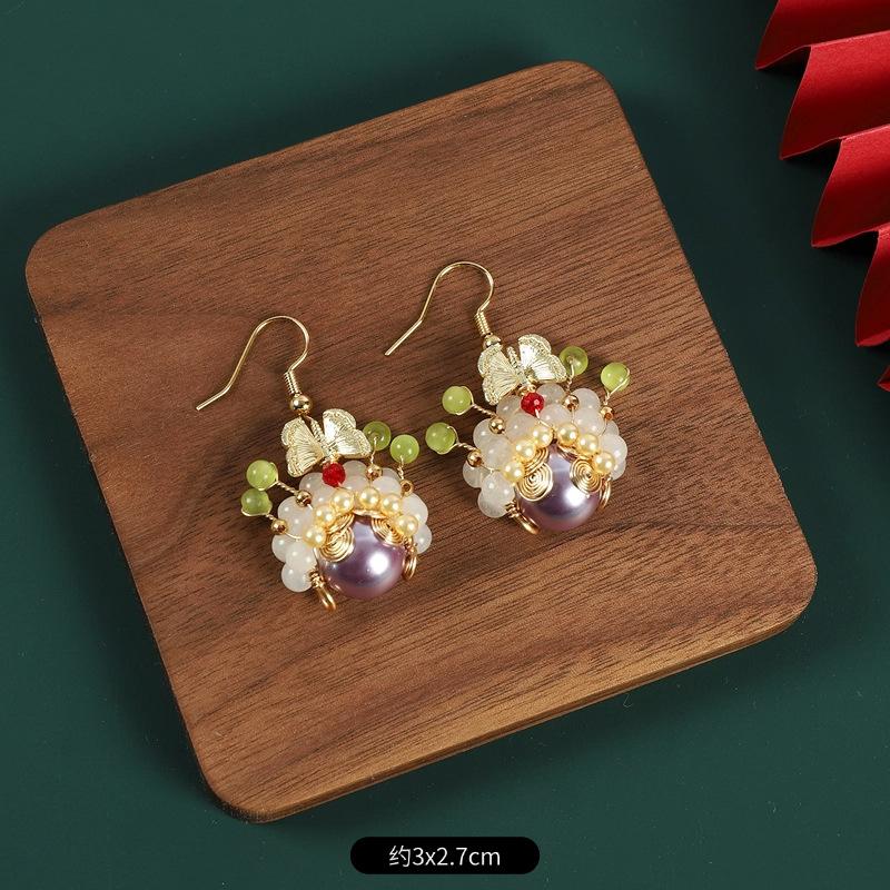 Dao Ma Dan face fringed pearl earrings design sense temperament long niche Guochao earrings women